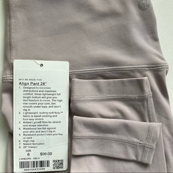 💢SOLD💢Align Pant, Smoky Blush 28” NWT - Picture 6 of 7